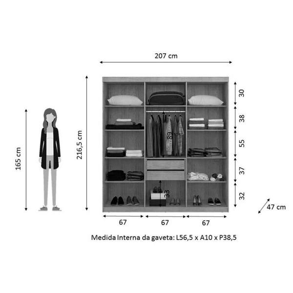 Imagem de Guarda Roupa 6 Portas  e 2 Gavetas PH1675 Branco - Herval