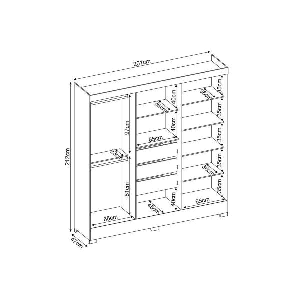 Imagem de Guarda Roupa 6 Portas  e 3 Gavetas c/ Espelho Prático Amêndola - Demóbile
