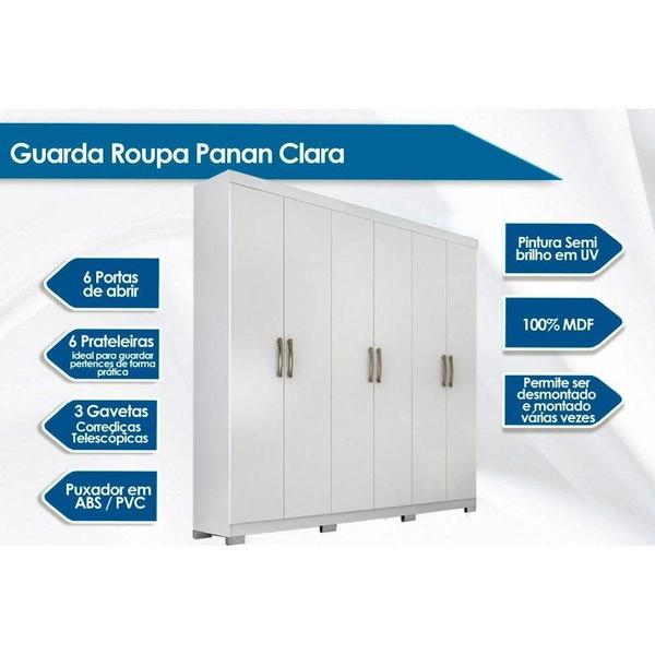 Imagem de Guarda Roupa 6 Portas  e 3 Gavetas Clara Flex Avelã - Panan