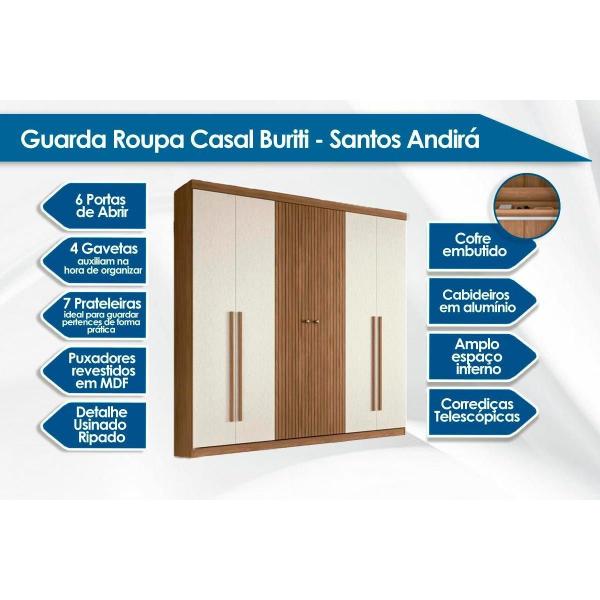 Imagem de Guarda Roupa 6 Portas e 4 Gavetas Buriti Jatoba/Grafitte - Santos Andirá