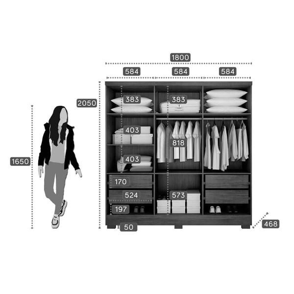 Imagem de Guarda Roupa 6 Portas  e 4 Gavetas c/ Espelho e Pés Milly Freijó/FendiOff - Novo Horizonte