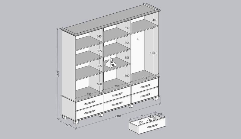 Imagem de Guarda Roupa 6 Portas e 6 Gavetas Linha Ouro  Finestra Móveis Madeira Maciça