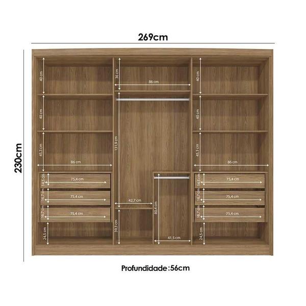 Imagem de Guarda Roupa 6 Portas e 6 Gavetas N566 Canela - Kappesberg