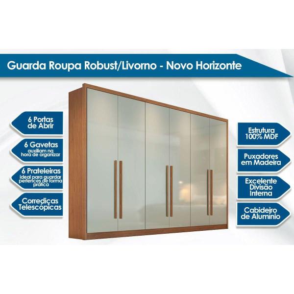 Imagem de Guarda Roupa 6 Portas  e 6 Gavetas Robust Plus Branco - Novo Horizonte