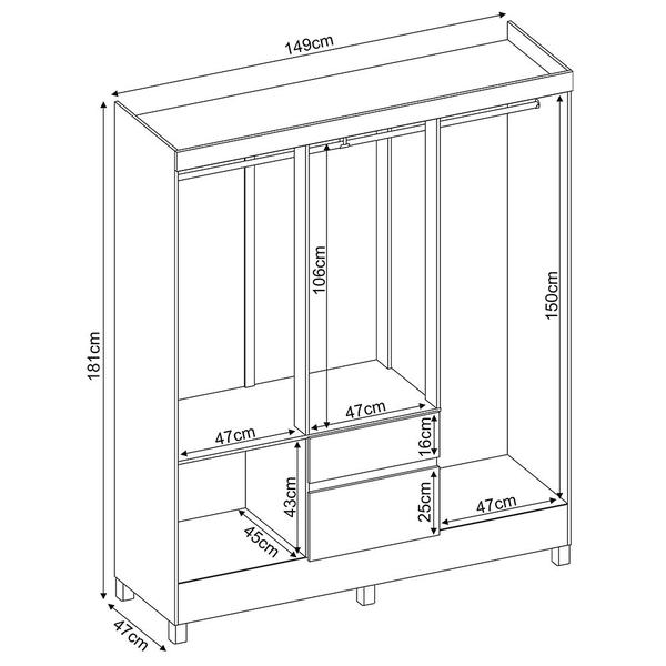 Imagem de Guarda Roupa 6 Portas Lia Ébano - Bela Móveis