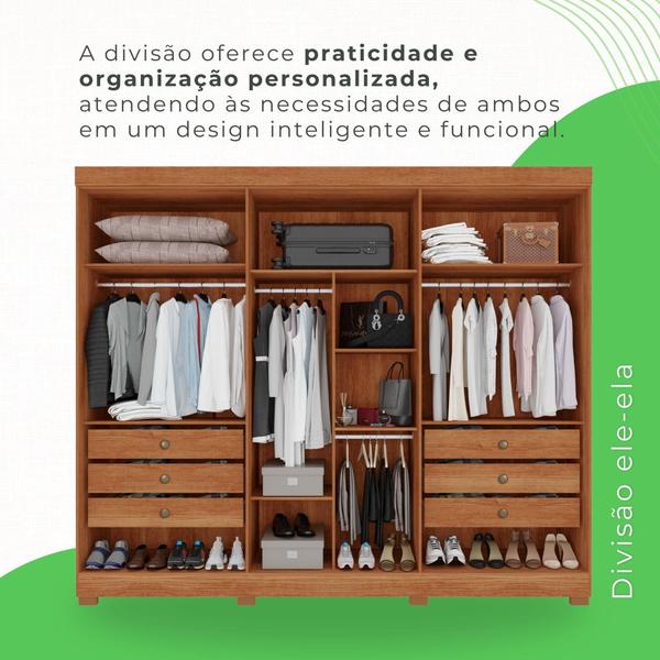 Imagem de Guarda Roupa 6 Portas MDF com Pés com Espelho Cinamomo e Off