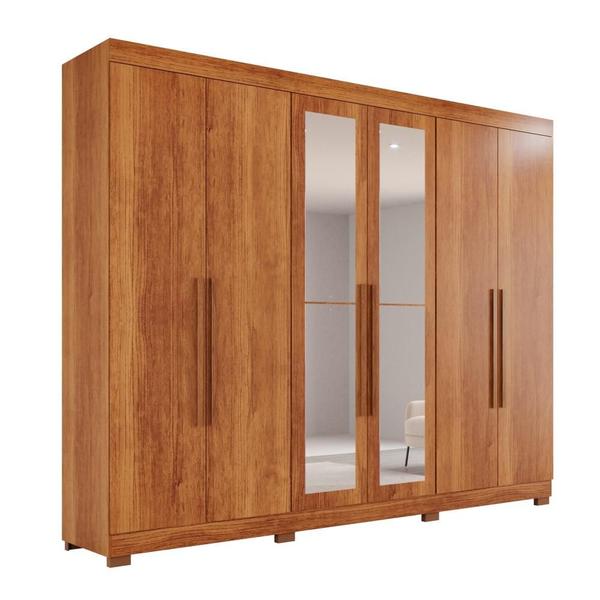 Imagem de Guarda Roupa 6 Portas MDF com Pés com Espelho Cinamomo