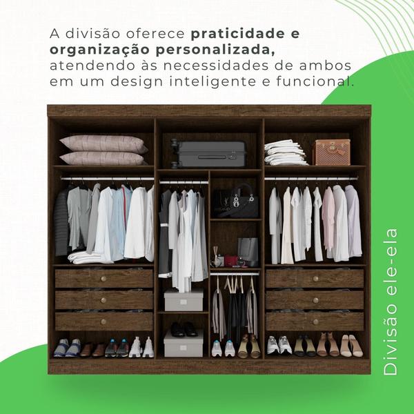 Imagem de Guarda Roupa 6 Portas MDF com Pés com Espelho Ipê