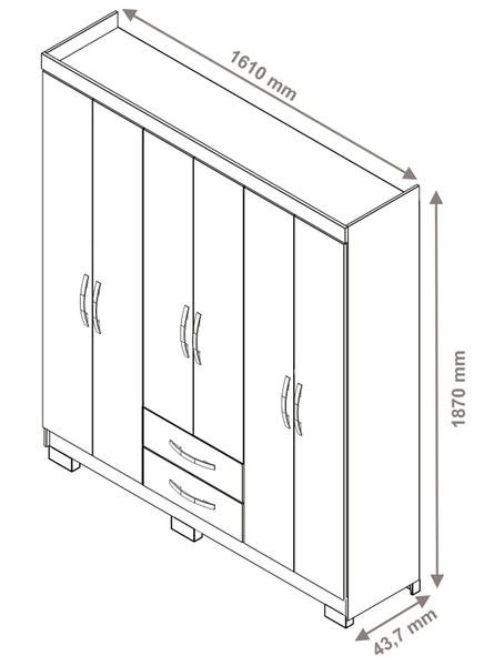 Imagem de Guarda-Roupa 6 Portas NT 5130 Rosa - Notável