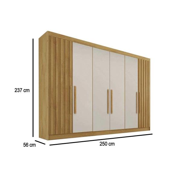 Imagem de Guarda Roupa 6 Portas Potente c/6 Gavetas e c/ 2 Ripadas Peroba - Europa