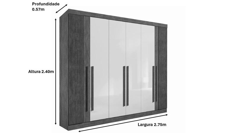 Imagem de Guarda-Roupa 6 Portas Ripado Casal