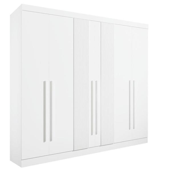 Imagem de Guarda Roupa 6 portas Ripado MDF Branco