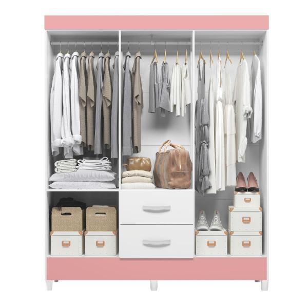 Guarda Roupa 6 Portas Roma Branco Rosa - Guarda-Roupa / Roupeiro