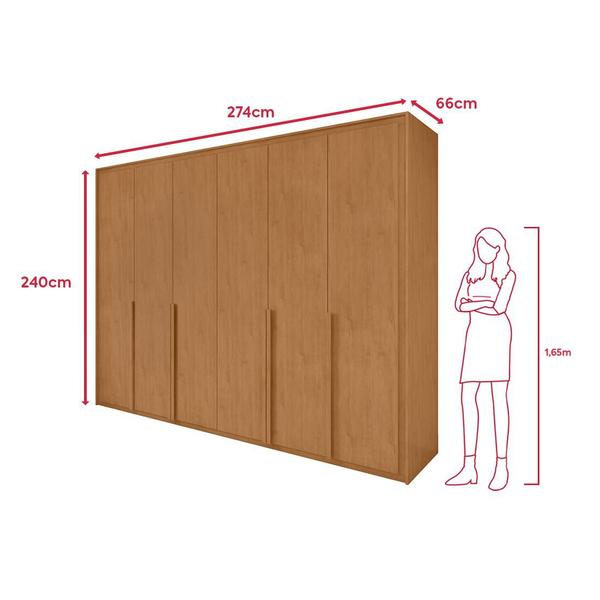 Imagem de Guarda Roupa 6 Portas S/ Espelho Easy Space Amendoa Clean