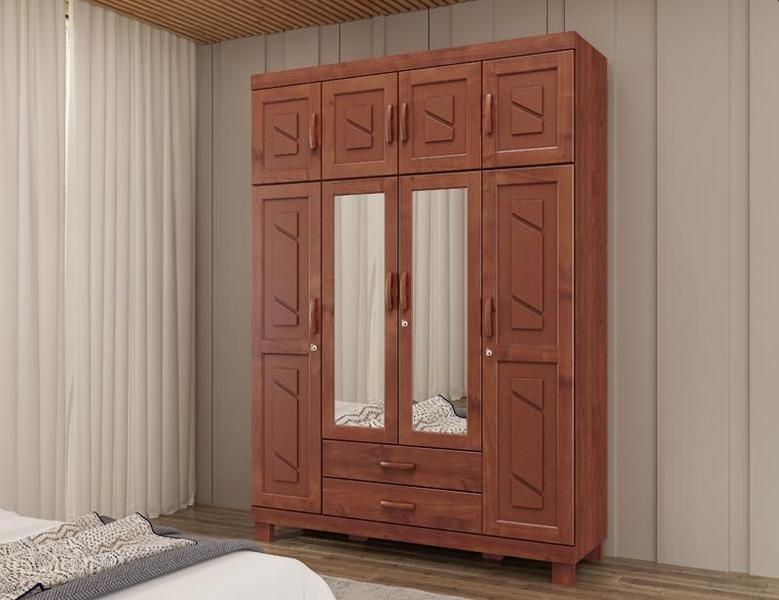 Imagem de Guarda Roupa 8 Portas 2 Gavetas Com Espelho Cobre Imbuia 1262T - Finestra