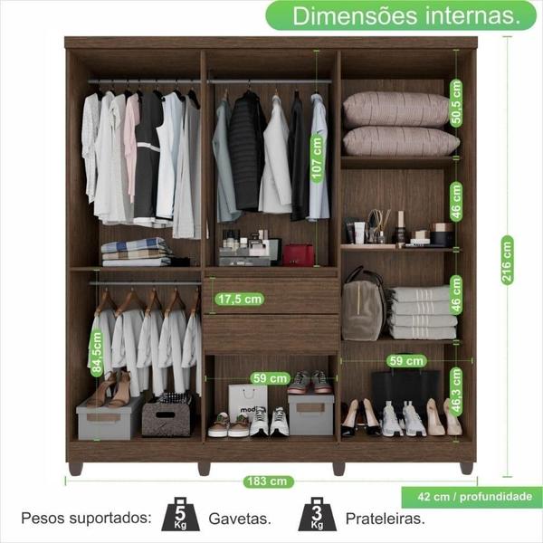 Imagem de Guarda Roupa 8 Portas 2 Gavetas Master Top Imop Móveis Cacau