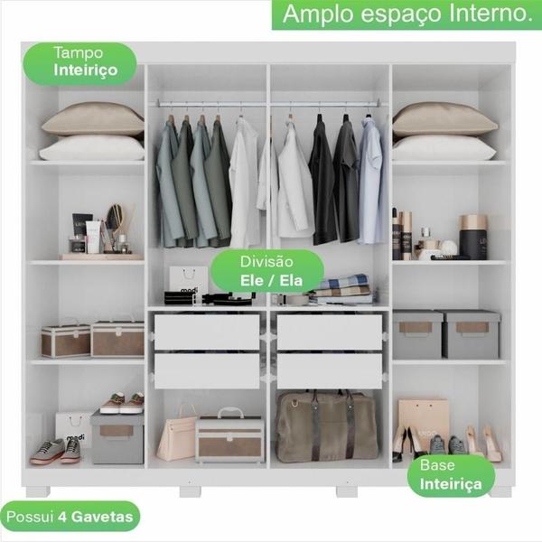 Imagem de Guarda Roupa 8 Portas 4 Gavetas Milano Imop Móveis Branco Neve