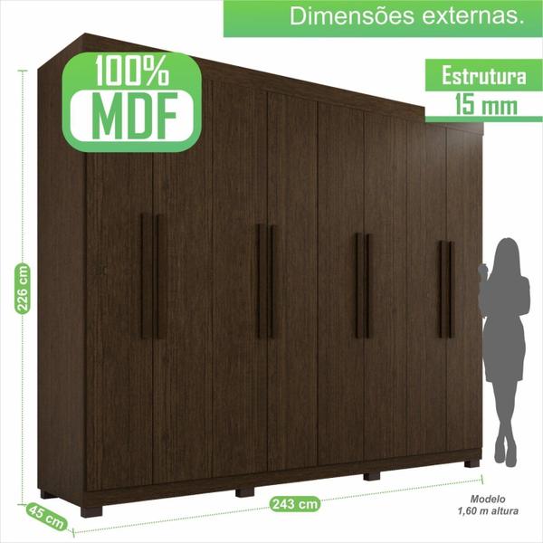 Imagem de Guarda-roupa 8 Portas 4 Gavetas Milano