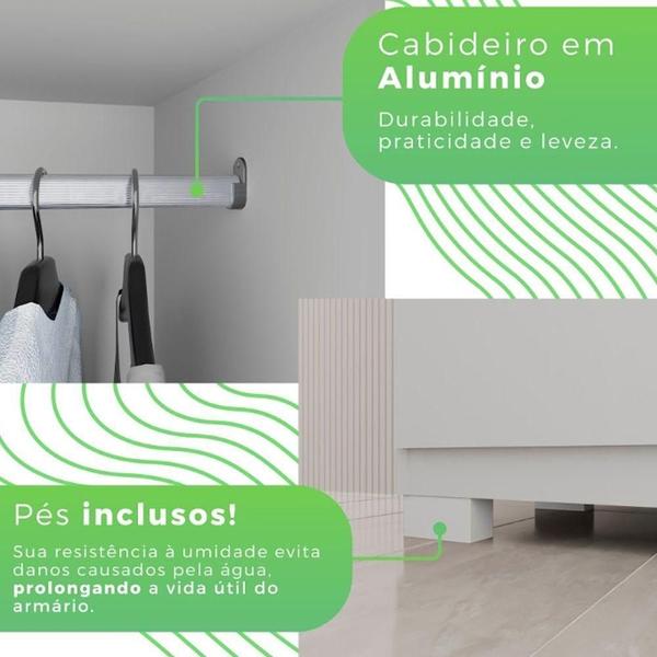 Imagem de Guarda Roupa 8 Portas Com Espelho 4 Gavetas Milano Imop Móve Branco Neve