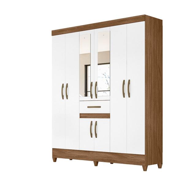 Imagem de Guarda Roupa 8 Portas com Espelho Portugal Naturale Branco 835026 Moval