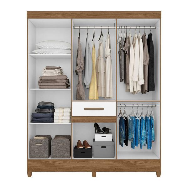 Imagem de Guarda Roupa 8 Portas com Espelho Portugal Naturale Branco 835026 Moval