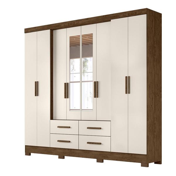 Imagem de Guarda Roupa 8 Portas com Espelho San Lorenzo Plus Castanho Wood Baunilha 941391 Moval