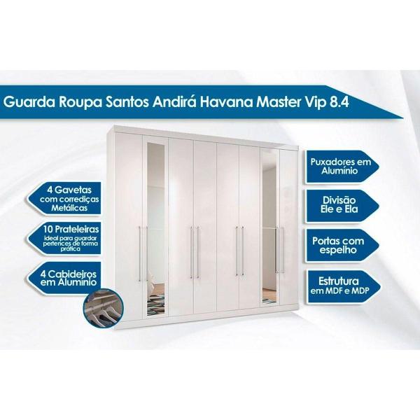 Imagem de Guarda Roupa 8 Portas e 4 Gavetas c/ Espelho e Pés Master Vip 8.4 jatoba/Areia - Santos Andirá