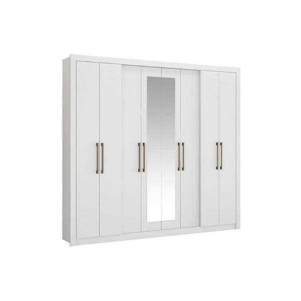 Imagem de Guarda Roupa 8 Portas  e 4 Gavetas c/ Espelho Héster Branco - Carraro