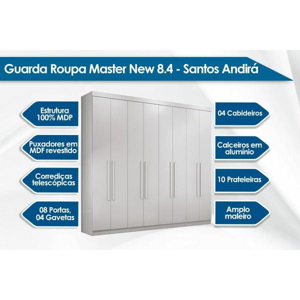 Imagem de Guarda Roupa 8 Portas e 4 Gavetas Master New 8.4 Jatobá/Grafite - Santos Andirá