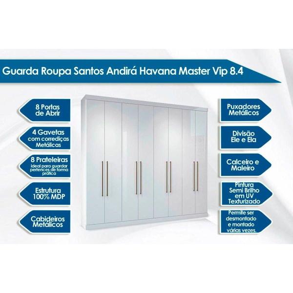 Imagem de Guarda Roupa 8 Portas  e 4 Gavetas Master Vip 8.4 Atacama - Santos Andirá