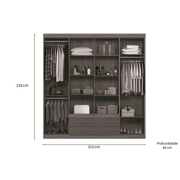 Imagem de Guarda Roupa 8 Portas e 4 Gavetas Nápoles 8.4 Jatobá/Grafite - Santos Andirá