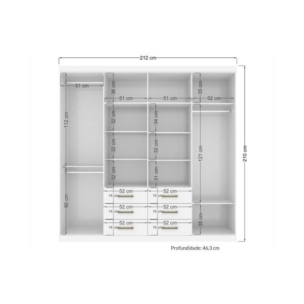 Imagem de Guarda Roupa 8 Portas  e 6 Gavetas Liverpool Branco - Santos Andirá