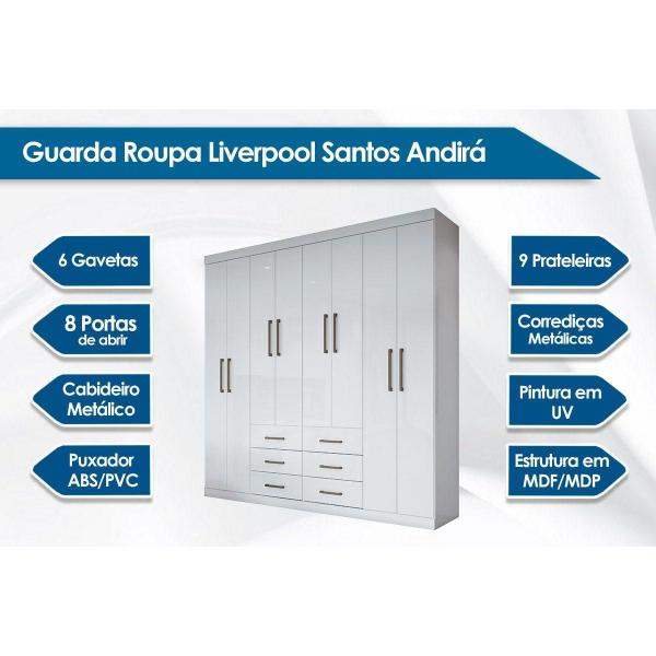 Imagem de Guarda Roupa 8 Portas e 6 Gavetas Liverpool Jatoba - Santos Andirá