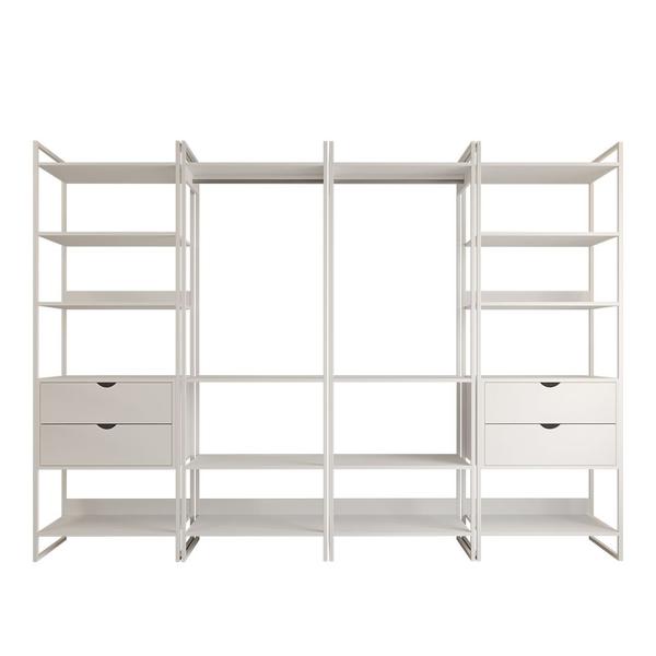 Imagem de Guarda Roupa Aberto Industrial Casal Modulado Completo Branco Cabideiro com Gavetas Ferro Branco