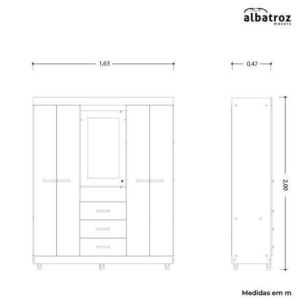 Imagem de Guarda Roupa Ágata COM ESPELHO Móveis Albatroz