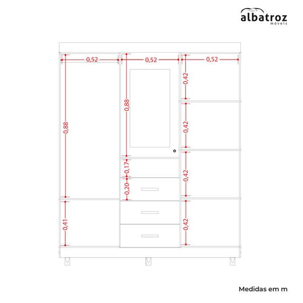 Imagem de Guarda Roupa Ágata COM ESPELHO Móveis Albatroz