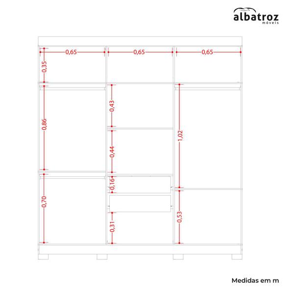 Imagem de Guarda Roupa Amarok 6 portas Móveis Albatroz