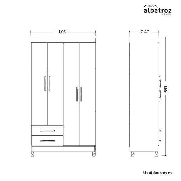 Imagem de Guarda Roupa Âmbar 4 Portas com Espelho Cinamomo - Albatroz