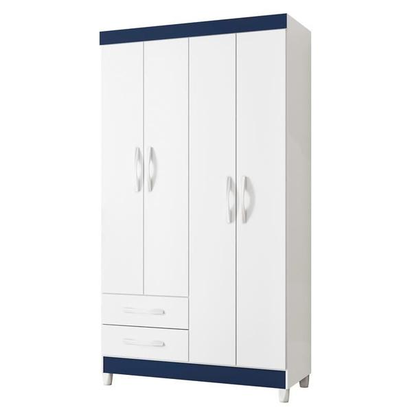 Imagem de Guarda Roupa Âmbar 4 Portas Quadriflex- Branco, Azul Matte, Rosa Matte, Titanium  - Albatroz