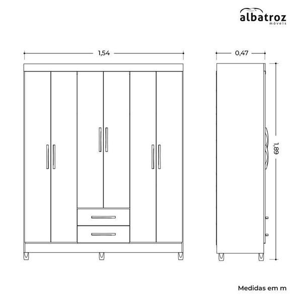 Imagem de Guarda Roupa Âmbar 6 Portas com Espelho Cinamomo - Albatroz