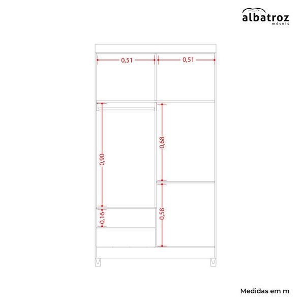 Imagem de Guarda Roupa Âmbar Solteiro 4 Portas Albatroz