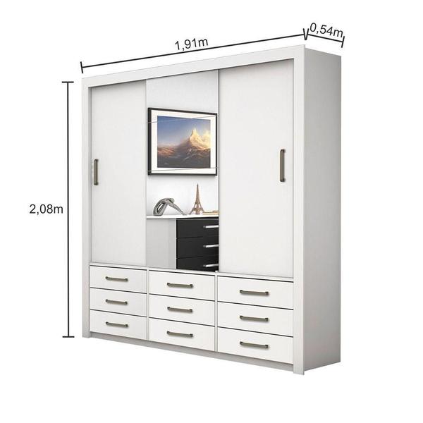 Imagem de Guarda Roupa Anjos Plus 3 Portas 9 Gavetas Carioca Branco