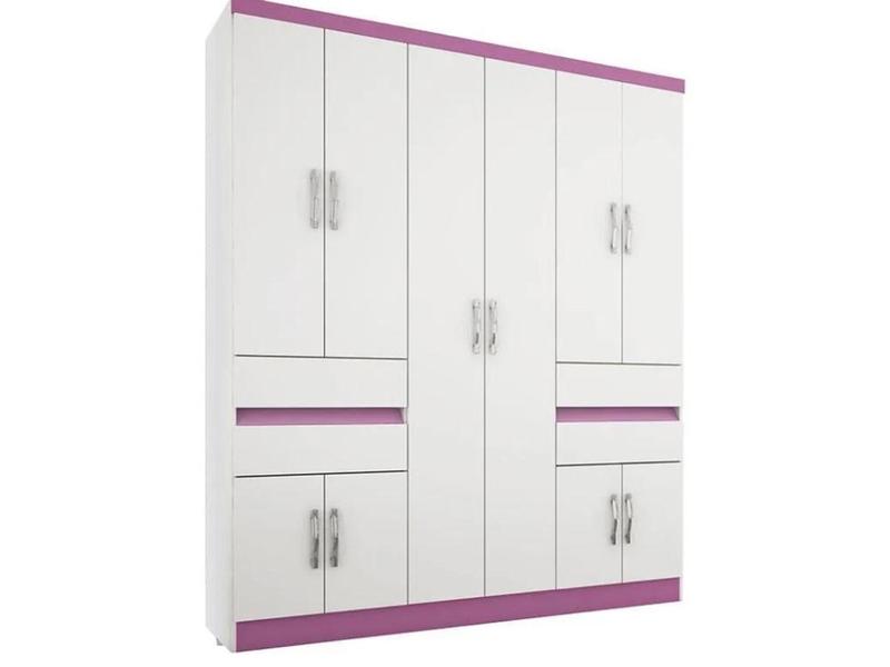 Imagem de Guarda-Roupa Araplac 1430 flex 10 portas  Branco/Lilás