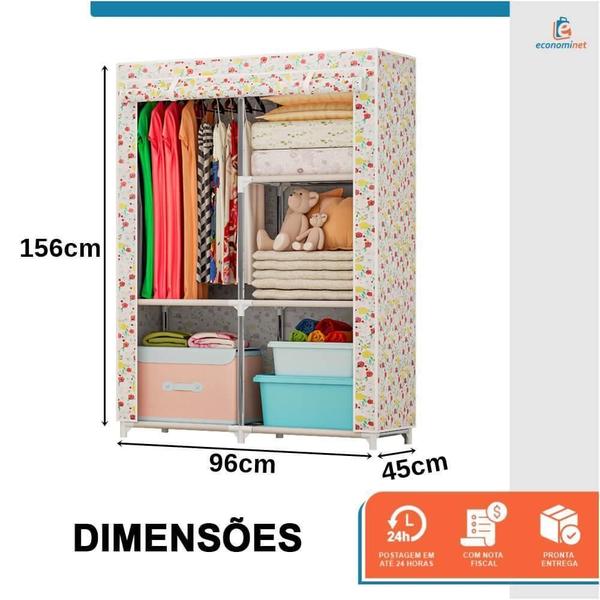 Imagem de Guarda Roupa Armario Dobravel Organizador 96X156 Flores