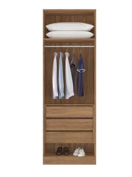 Imagem de Guarda Roupa Armário Modulado 2 Portas com 3 Gavetas e Maleiro Escócia Amêndola/Branco para Quarto