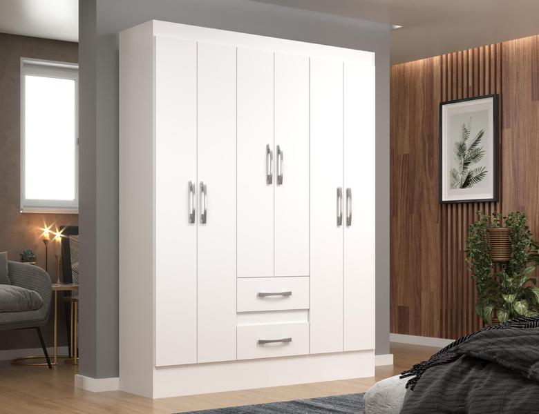 Imagem de Guarda-Roupa Asia Casal 6 Portas 2 Gavetas Cor Branco