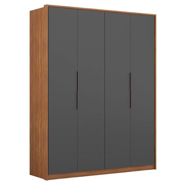 Imagem de Guarda Roupa Attore 4 Portas e Cômoda Atria Amêndola Grafito com Cabeceira Luiza 140 cm Preto   Demartêz