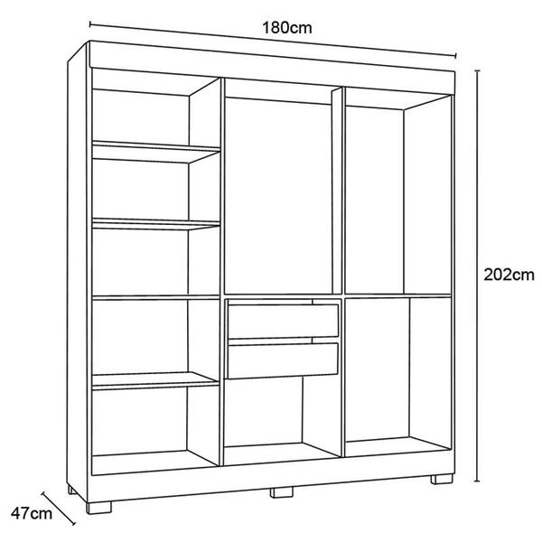 Imagem de Guarda Roupa Barcelona 6 Portas 2 Gavetas Damasco/Off White - Poquema