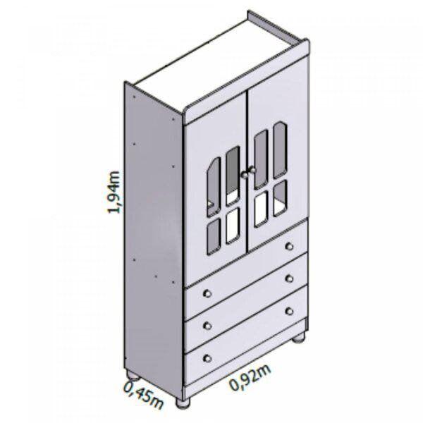 Imagem de Guarda-Roupa Bebê 2 Portas 3 Gavetas Katatau Móveis Reller