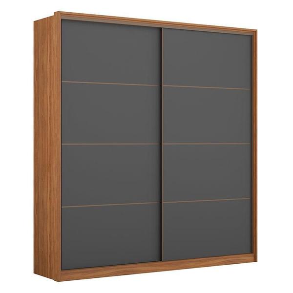 Imagem de Guarda Roupa Belga 2 Portas Amêndola Grafito com Cabeceira Daiana 160 cm Preto  Demartêz